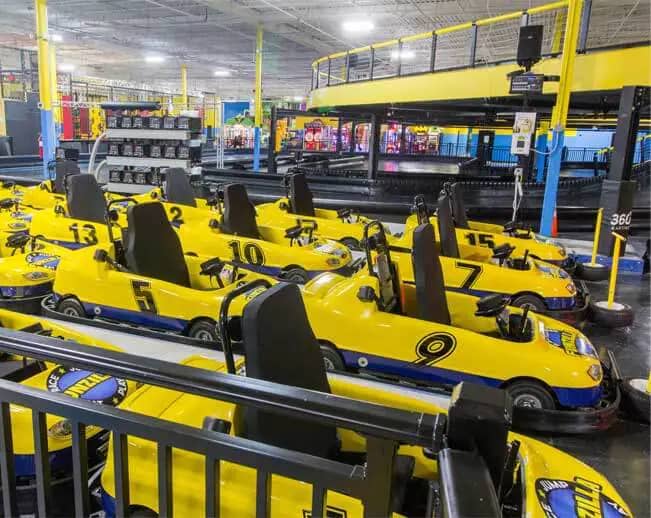 A wide interior view of the trampoline and active-play areas at Funzilla.