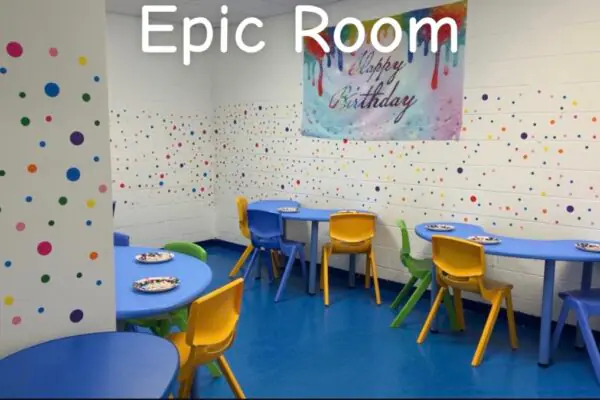 Epic Room party space at FunVille Playground & Cafe in Virginia Beach.