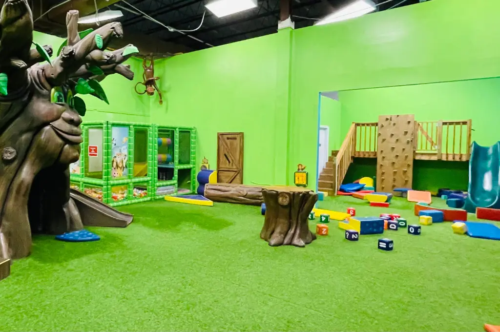 Toddler park with soft-play pieces at The Block in North Wilkesboro.