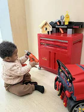 Pretend tool bench at Tiny Town Playland