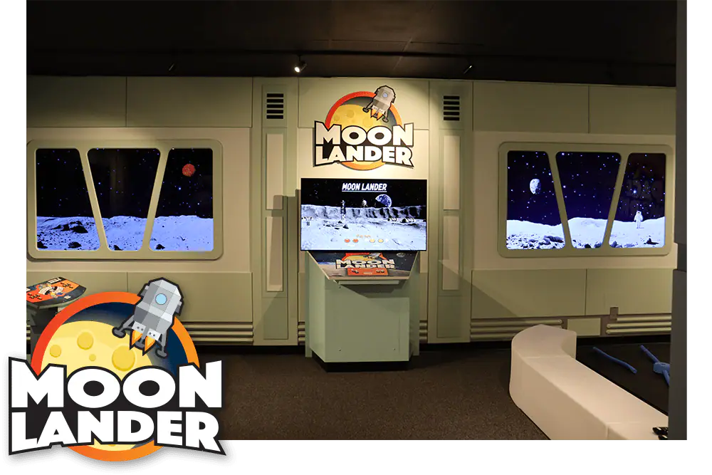 Moon Lander simulator inside The Blast Zone.