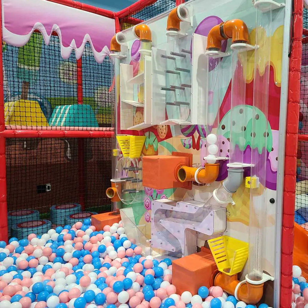 Interactive ball-play area at Candeeland Humble.
