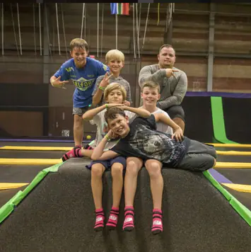 Kids bouncing on trampolines at Get Air in Rapid City