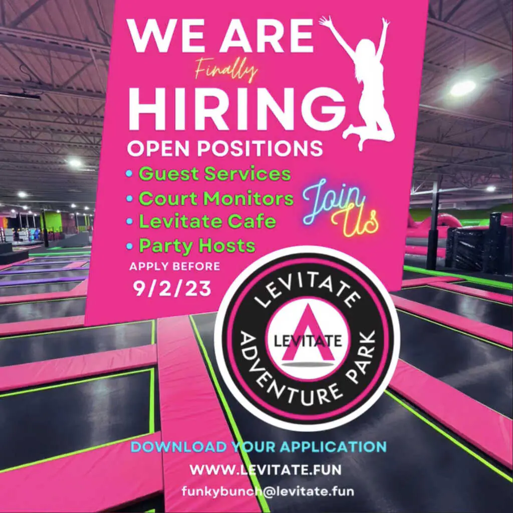 Trampoline park floor at Levitate Adventure Park.