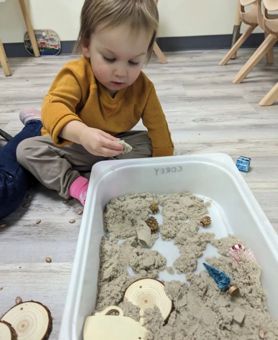 Sensory play activity setup at Little Hearts Playroom.