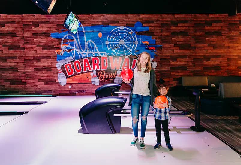 Indoor bowling lanes at Malibu Jack's Quad Cities