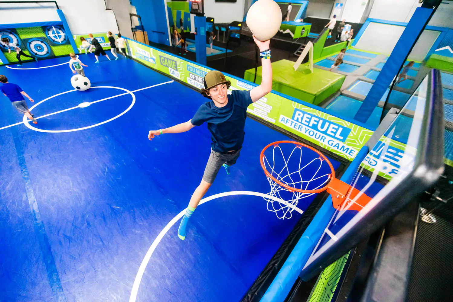 AirCourt basketball and active play area at Mountain Air Trampoline Park in Bend.