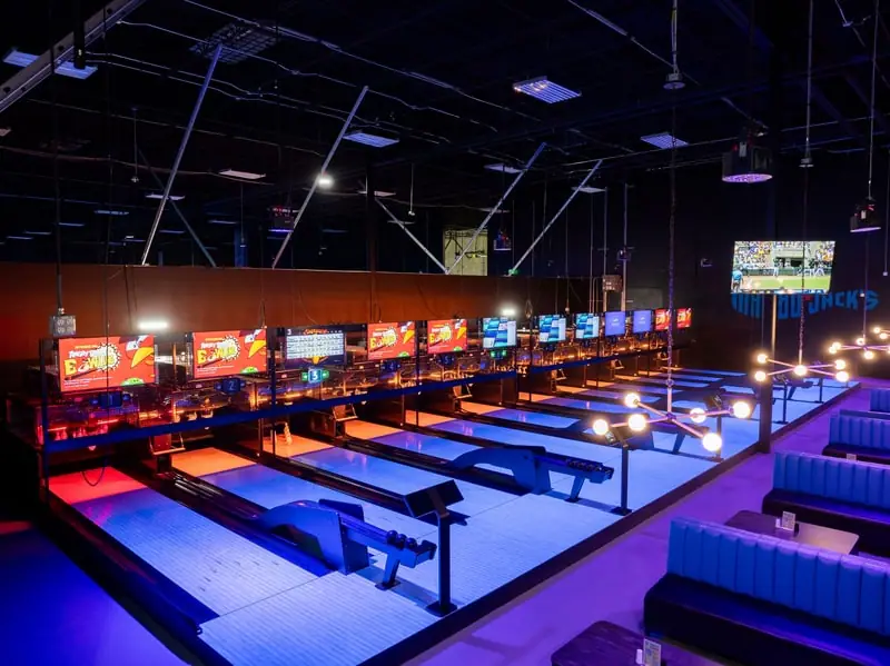 Bowling lanes inside Malibu Jack's Ashland.