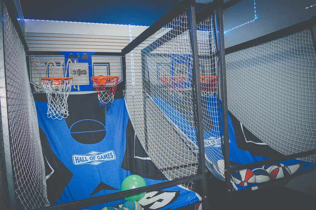 Basketball-style play zone inside Superior Funland