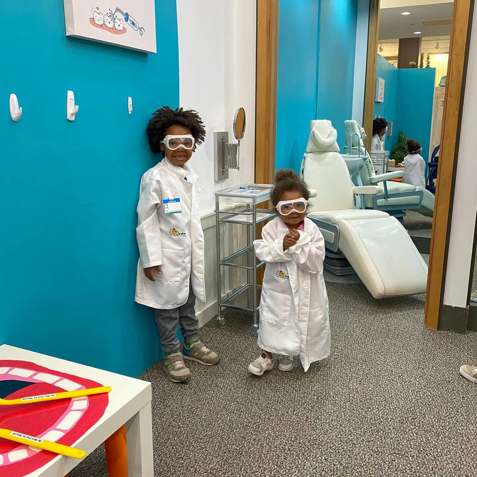 Doctor's office role-play station at Be With Me Playseum Columbia.