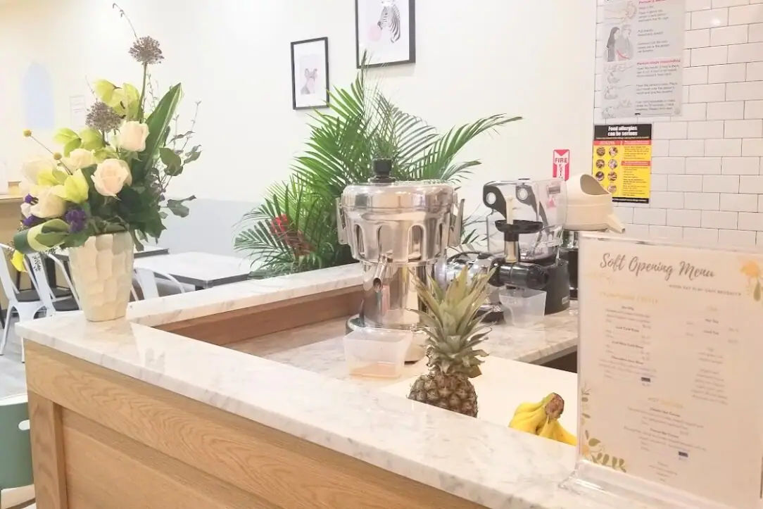 Coffee and service counter at Good Day Play Cafe.