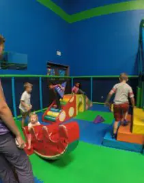 Playground area with soft toddler-friendly elements at Rebounderz Grand Rapids.