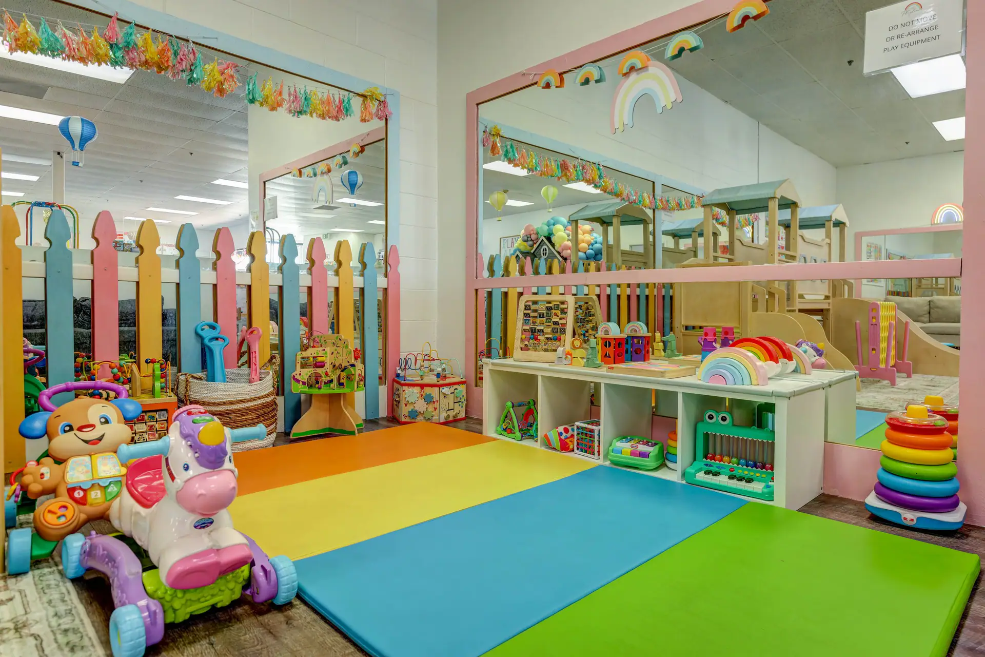 Play features and toddler-friendly setup inside The Playhouse Brentwood.